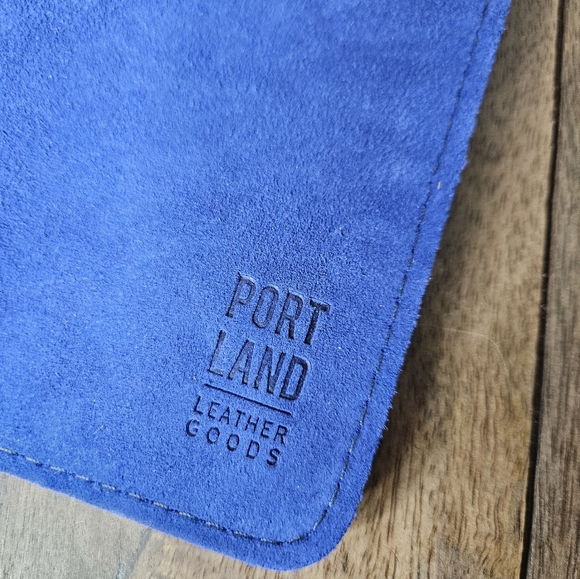 Portland Leather Goods Joni Blue Suede Passport Wallet - Picture 6 of 8